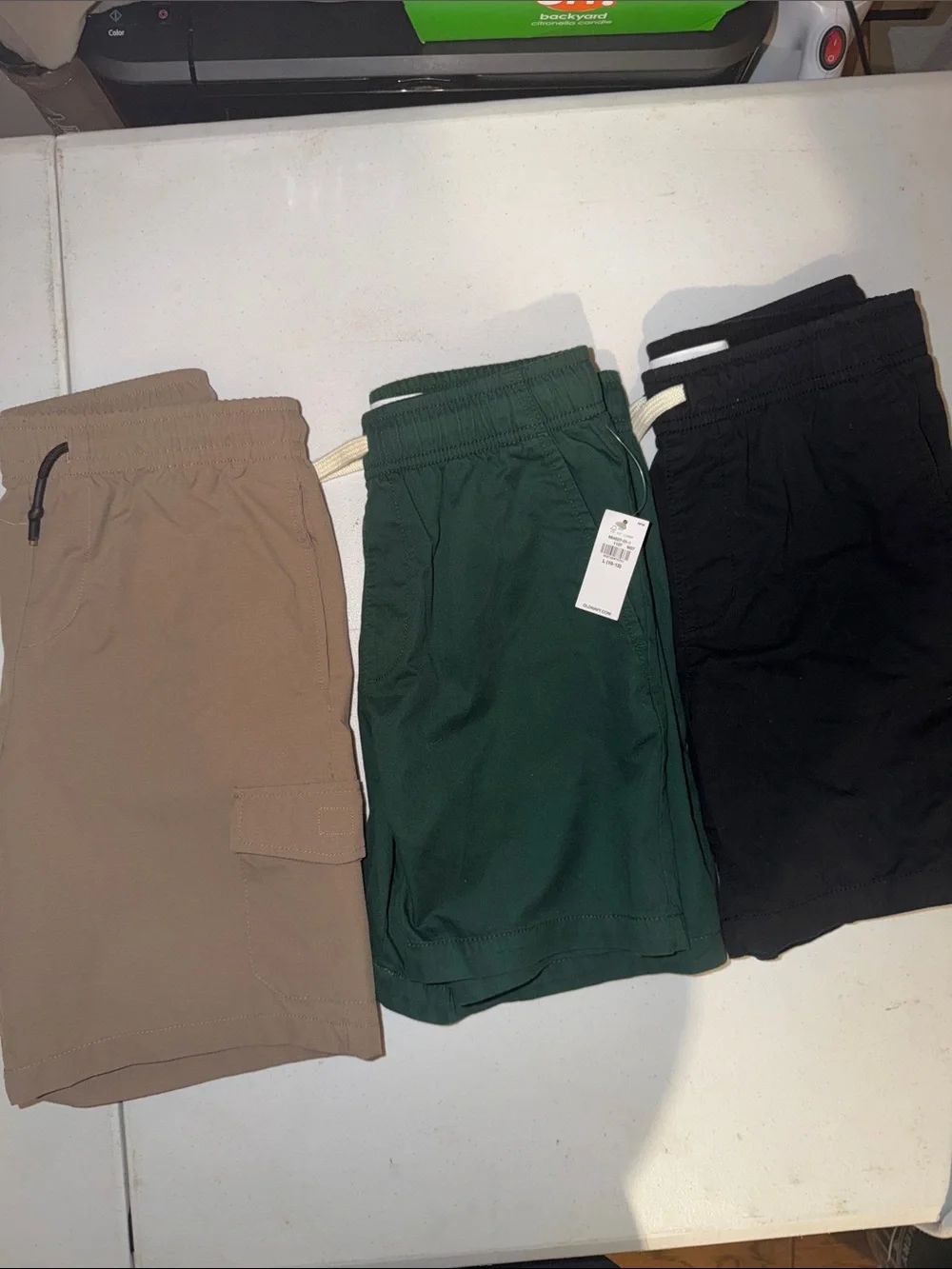 Old Navy Kids Drawstring Shorts in Tan, Green & Black